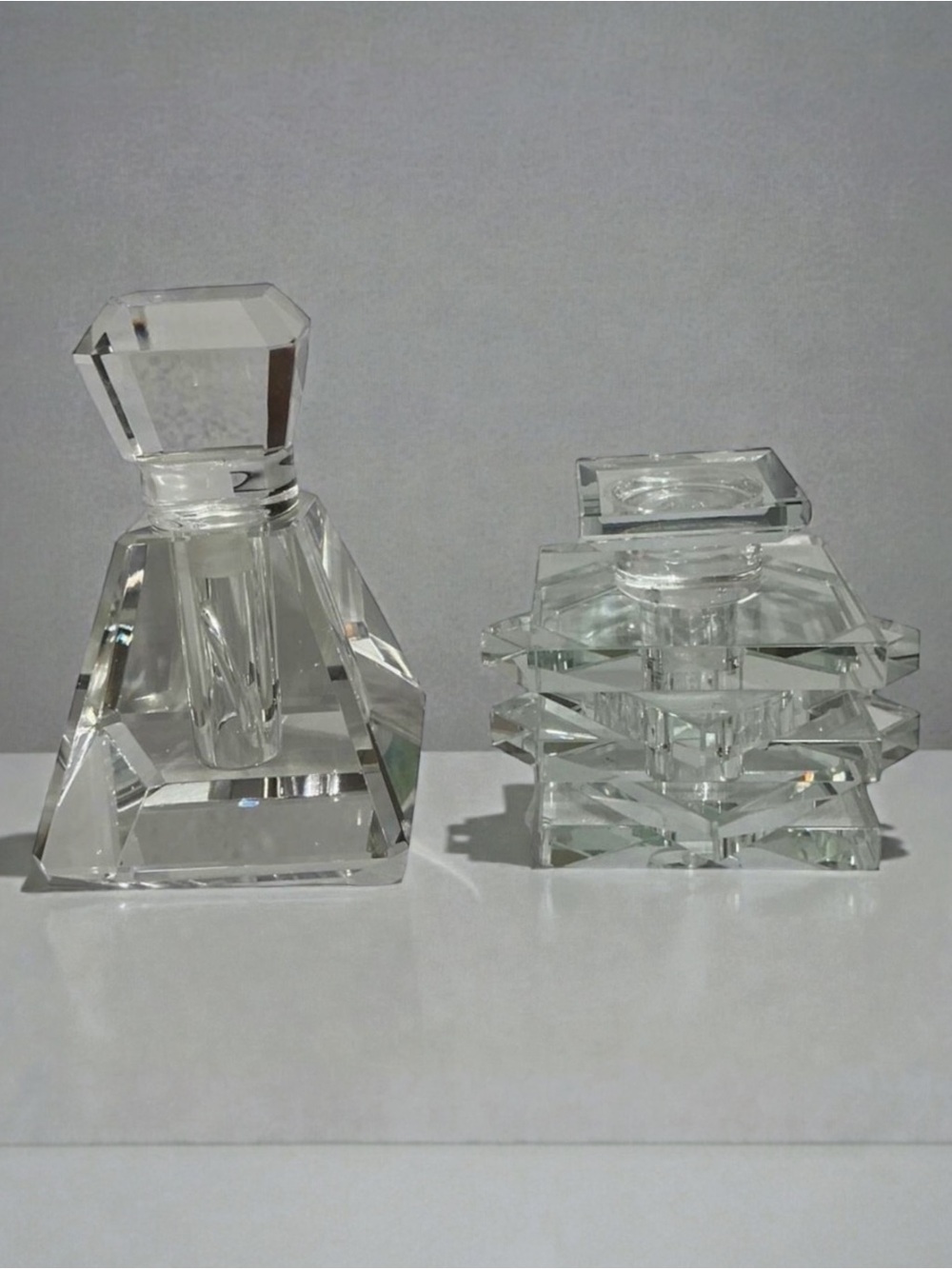 Set of 2 Vintage Crystal Perfume Bottles